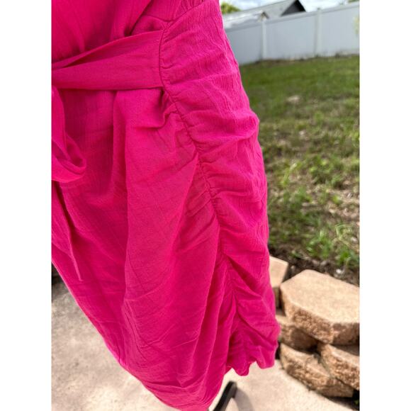 NWT Free People One Shoulder Button Up Mini Dress - Size Large - 100% Cotton** - Picture 11 of 13